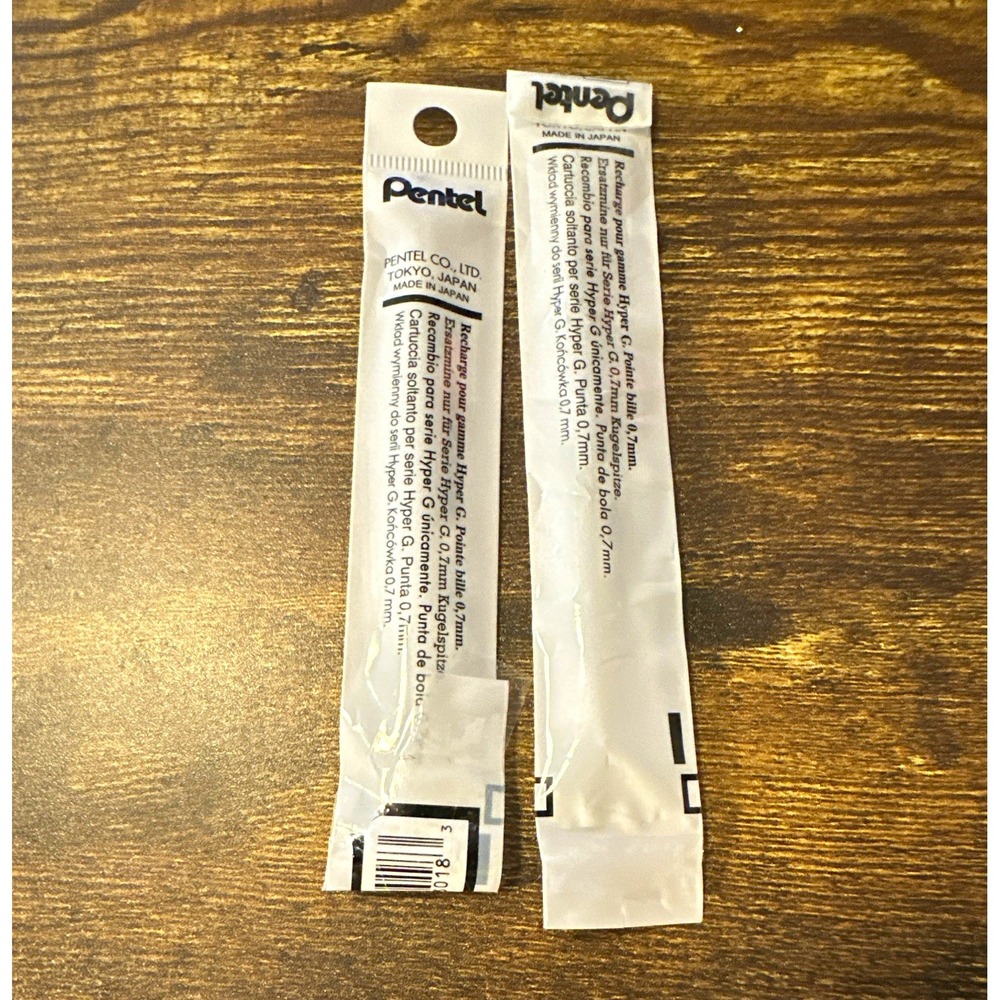 Pentel KLR7-AX Gel Roller Pen Refills Black 0.7mm Metal Tip 2 Pack